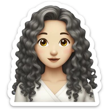 Pretty korean girl with long curly hair sticker