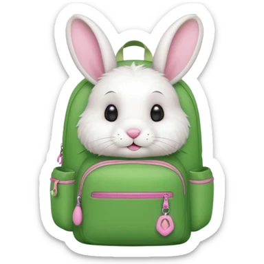 white rabbit wear green backpack sticker
