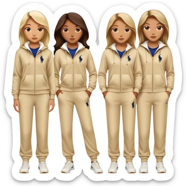 Women in beige Ralph Lauren  polo jogging suits  sticker