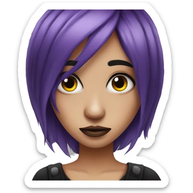 Emo girl with purple hair, I brought piercing and nose piercing sticker
