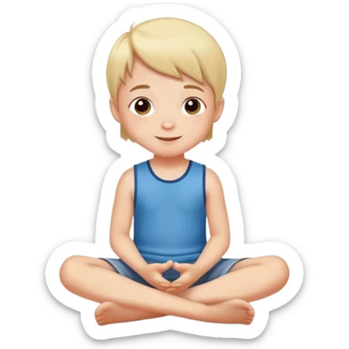 child sitting cross-legged on the floor, cheerful and calm sticker