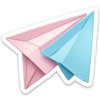 Pastel pink and pastel blue paper airplane  sticker
