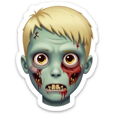 A zombie boy with blond hair and injured face sticker