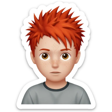 red spiky haired kid  sticker