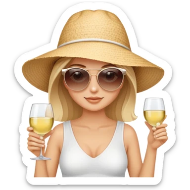 white girl on beach with wine sticker
