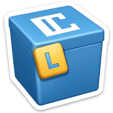 The letters L and R in a blue box 2D sticker