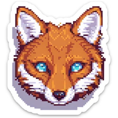 pixel art fox head with heart eyes, inspired by iPhone emoji style, 56x56px sticker