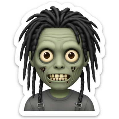 memoji iphone zombie with black dreads black tee and braces sticker