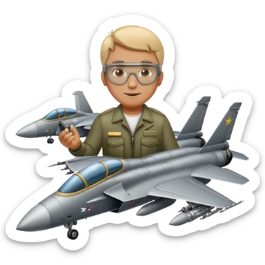 Blind man working on fighter jet  sticker