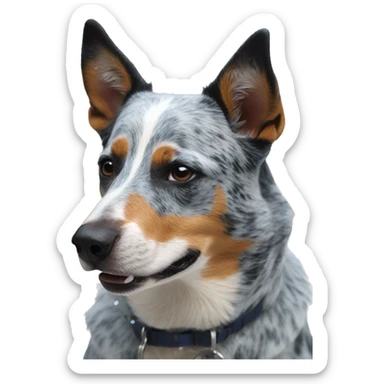 Blue heeler dog outside eating snow  sticker