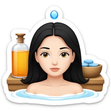 woman relaxing at spa black hair sticker