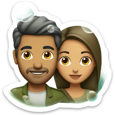 olive skin tone pakistani couple in bubbles sticker