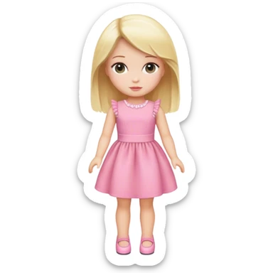 blond doll in short pink dress sticker