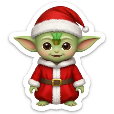 Baby joda felice con cappello da elfo vestito da babbo natale felice  sticker