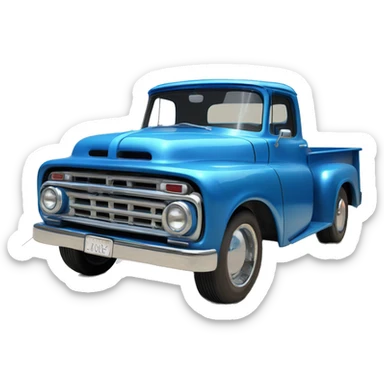 Hot rod, panel truck, 1964 with exposed chrome pipes, blue  sticker