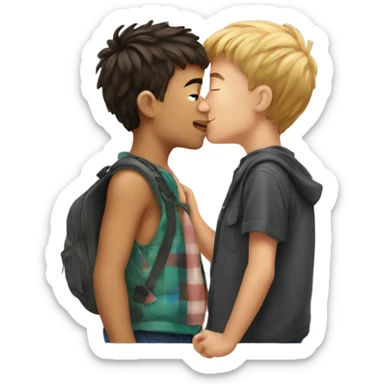 two boys kissing  sticker