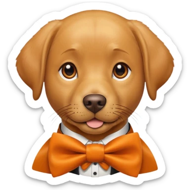 Labrador with orange bow tie, portrait sticker