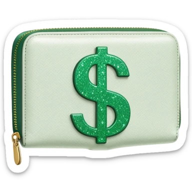 glitter white wallet green symbol $ sticker
