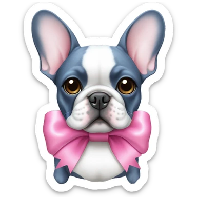 Blue French bulldog with pink bow sticker
