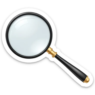 classic magnifying glass with round glass part and short black handle sticker