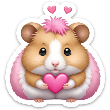 hamster con corazones rosados sticker