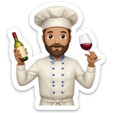 Bearded disco dancing chef with a bottle of wine sticker