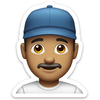 Cartoon character in Bitmoji style male, around 40 years old Details:The character is wearing a cap sticker