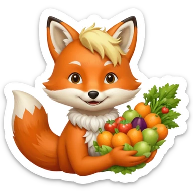 Smiling blonde Fox and Cornicopia sticker
