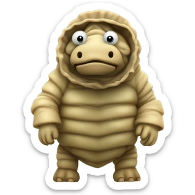 a tardigrade dressed up in a trojan horse custome sticker