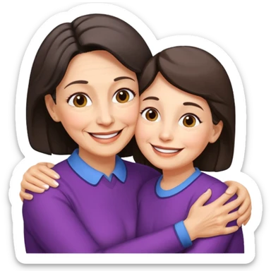 Abrazo de Madre de 70 años y hija sticker