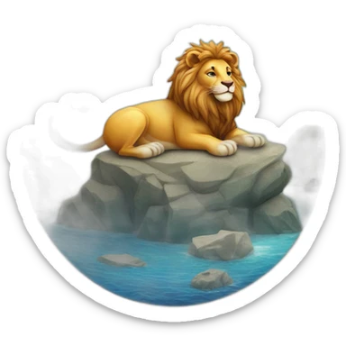 Lion sur la terre  la terre sur un serpent sur un chat sur une marmotte sur une souris sur la lune sur l'océan sur le soleil sur un dophin sur une loutre sticker