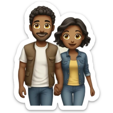 Cute couple walking  sticker