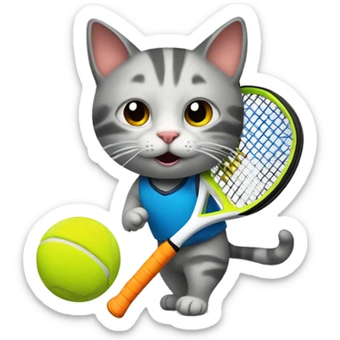 cat playing padel sticker