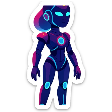 futuristic female android, glowing accents, sleek design, tasteful, no nudity sticker
