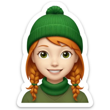  ginger girl with a green beanie sticker