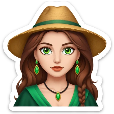 Bruja sexy de tez blanza cabello castaño y ojos verdes  sticker