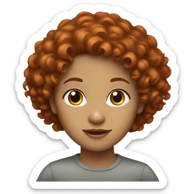 redhead curly hair women with brown eyes sticker