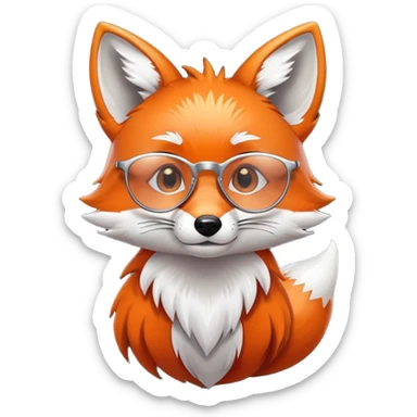 A sad fox with shimmering fur, a glowing tail, a silver star on its forehead, and round glasses, with a single tear rolling down its cheek. 🦊😢 sticker