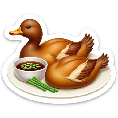 Peking duck, crispy golden skin, Chinese cuisine, emoji style sticker