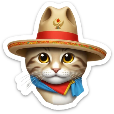Un gato con un sombrero ruso y la banderade de la unión soviética  sticker