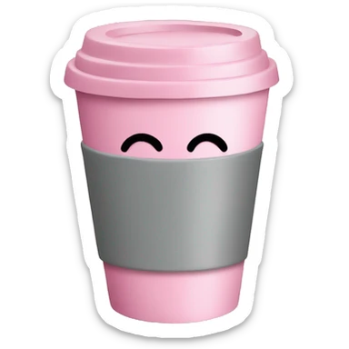 pink coffee cup with grey heart  sticker