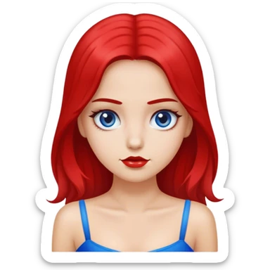 Chica blanca, cabello largo de color rojo, ojos azules, top de vestido de baño  sticker