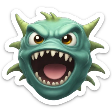 Flying monster head kind but scary sticker