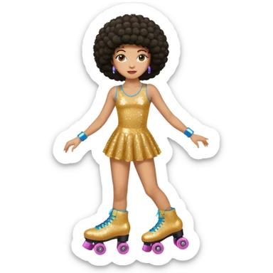 afro hair disco dress and roller skate sticker