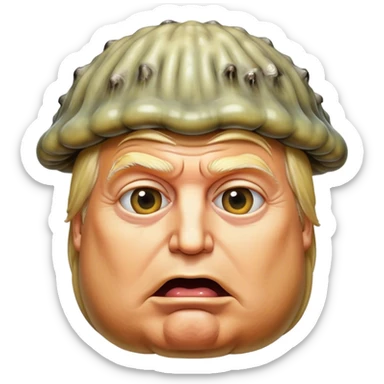 donald trumps face on the head of a giant maggot sticker