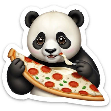 Panda eating a slice of white sauce pizza sticker
