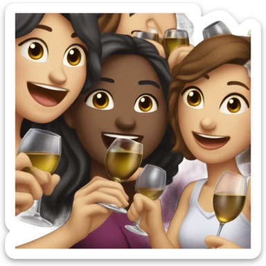 Copa de vino con amigas  sticker