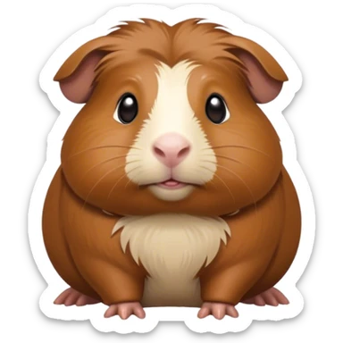 Cinematic Noble Brown Guinea Pig Portrait Emoji, Poised and regal, with a compact, chubby build and a soft, well-groomed rich brown coat, deep-set soulful dark eyes, Simplified yet sharp and sophisticated features, highly detailed, glowing with a warm, dignified glow, high shine, intelligent and charming, stylized with an air of gentle coziness, focused and attentive, soft glowing outline, capturing the essence of a watchful and confident little rodent, so majestic it feels as though it could scurry out of the screen with effortless authority! sticker