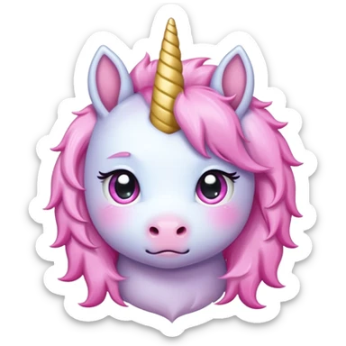Cute sad anime pink baby unicorn 
 sticker