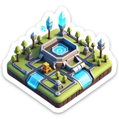 Clash of Clans aesthetic: Cinematic Playful 3D Isometric Holographic Map Emoji, rendered in a 3D vector-style similar to standard emojis with minimal shading and bold, simplified shapes. A compact, distinct form with signature details, softly glowing with a futuristic sci-fi warfare charm. Simplified yet unmistakably iconic, highly detailed and consistent, glowing with a soft radiance and high shine. Stylized with a touch of high-tech brilliance and a soft glowing outline, capturing the essence of a beloved gaming relic with a friendly, playful manner! sticker